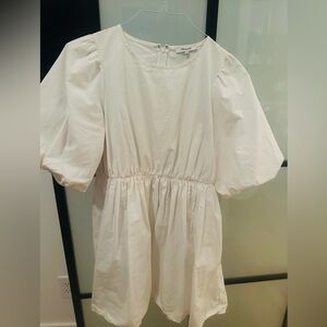 Madewell poplin puff sleeve white mini dress size 8
